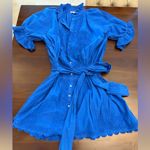 JULIET DUNN Blouson Blue Blouson Dress with Cut Out Embroidery - Picture 2 of 8